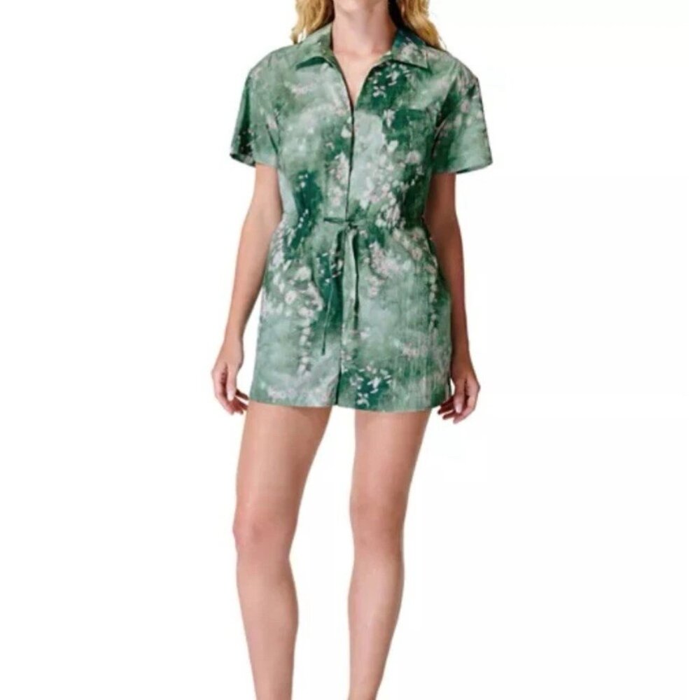 Sweaty Betty Anytime Short Sleeve Multicolor Romper Sz Small Green Lavender EUC